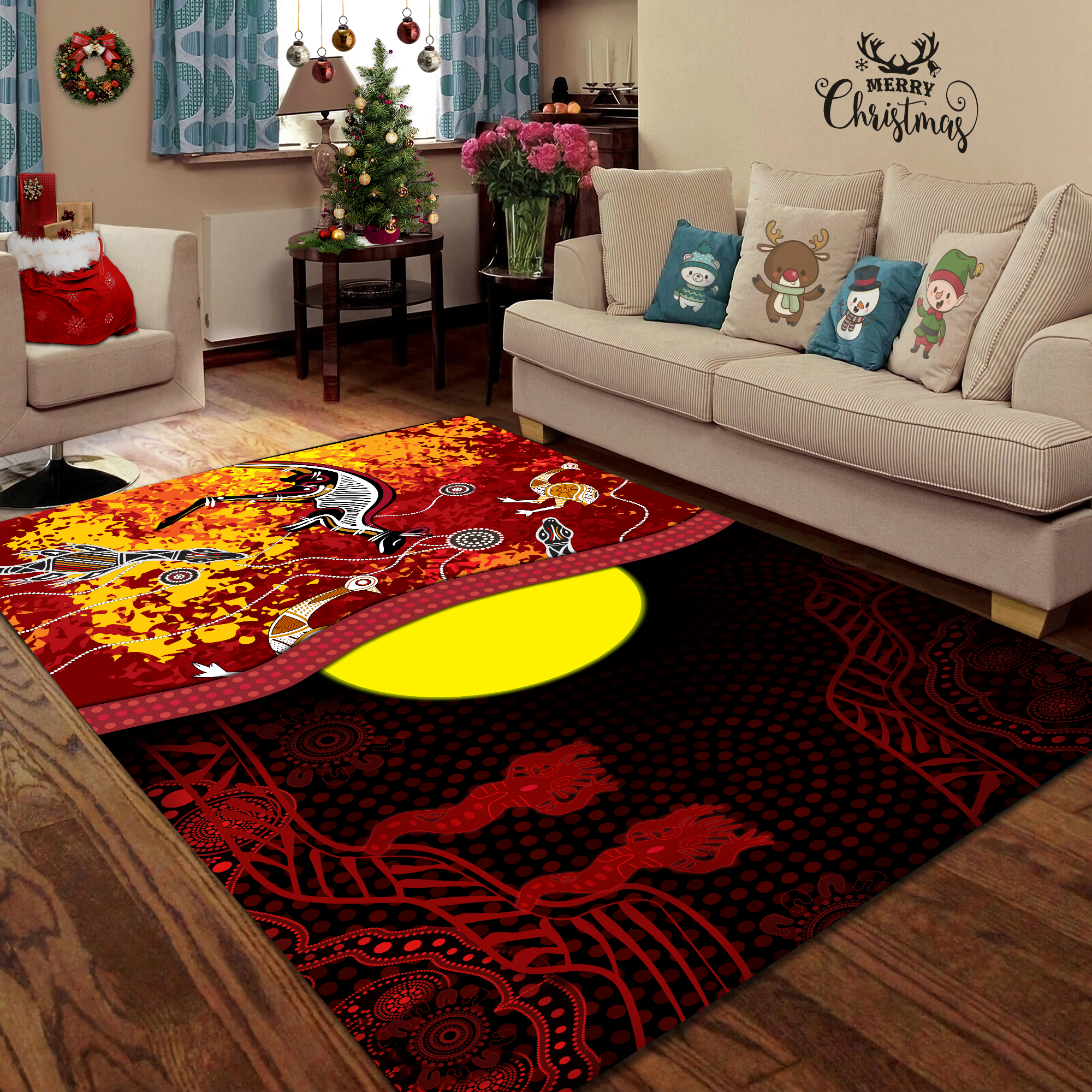 Aboriginal Australian Indigenous Culture Painting Rug TN