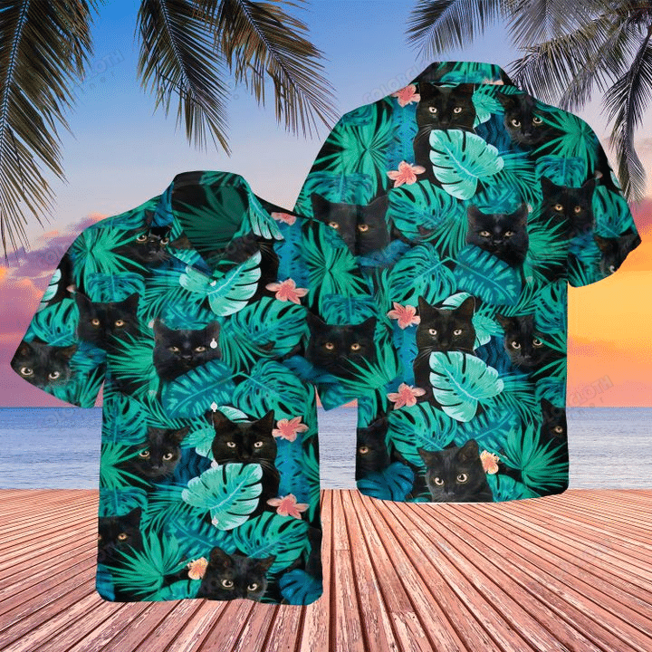 Black Cat Tropical Hawaii Shirt Hawaii For Hawaii Aloha Ha13450