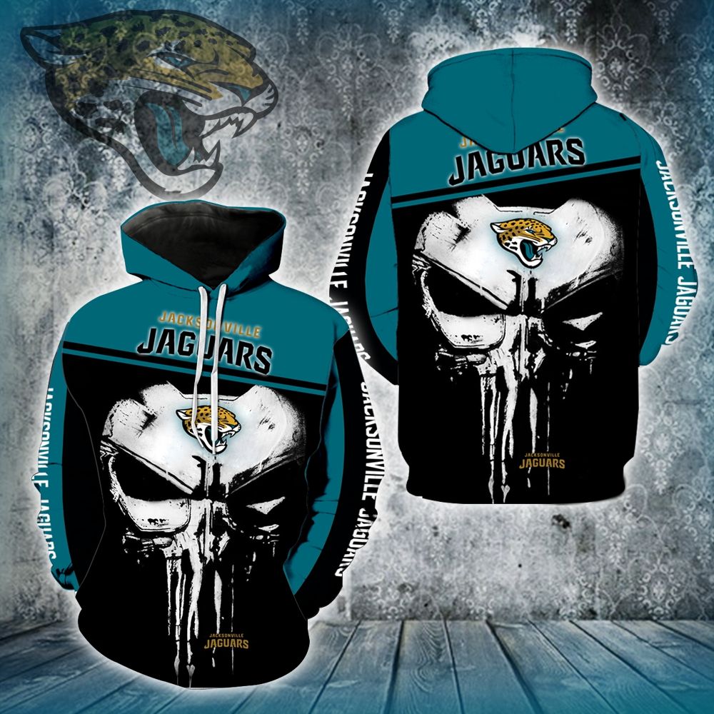 3D DIGITAL PRINT SPORTS PULLOVER HOODIES PUNISHER &JACKSONVILLE JAGUARS