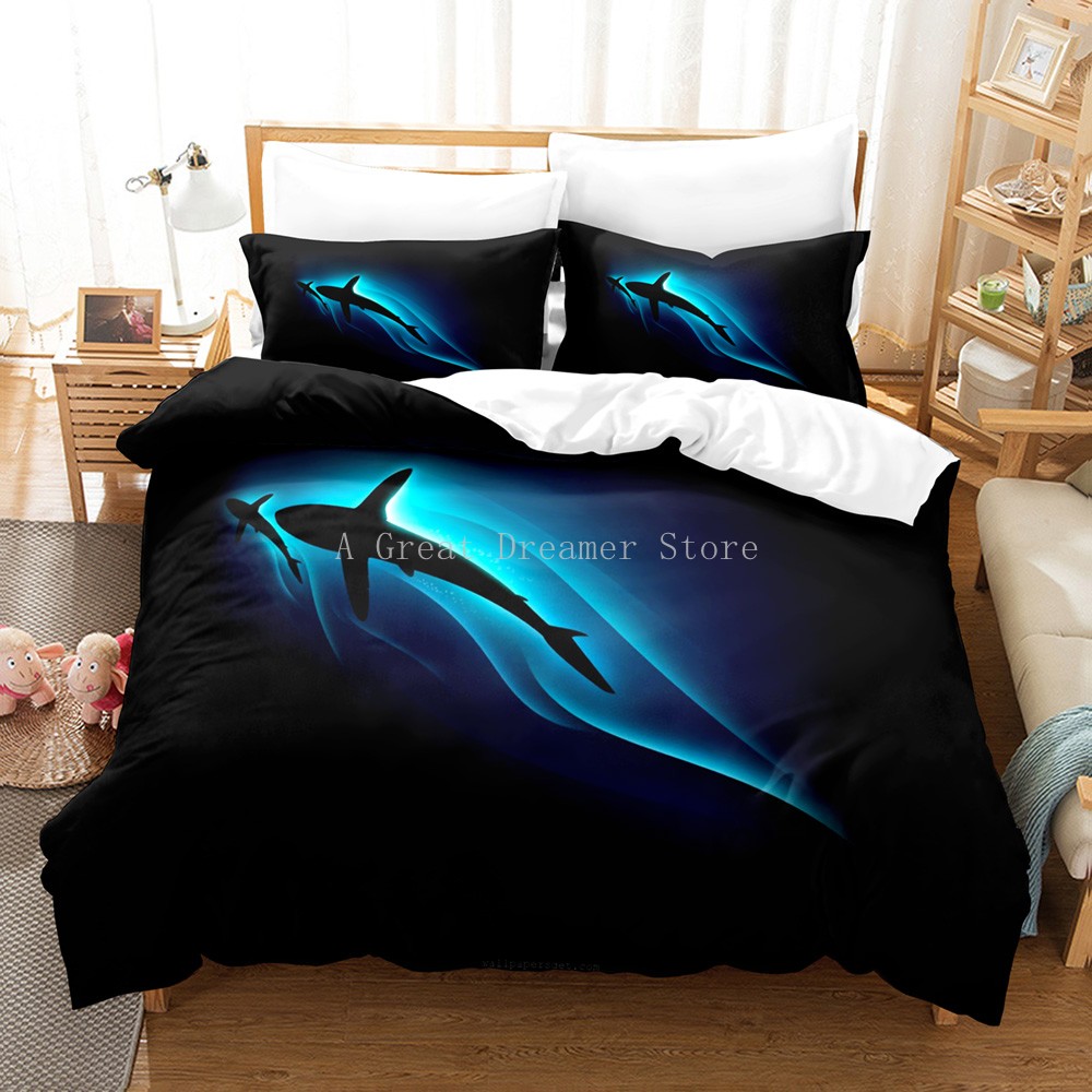 Ocean Life 3D Bedding Set Shark Whale Turtle Dolphin Printed Duvet Cover Set Twin Full Queen King Size Bedspread Ping