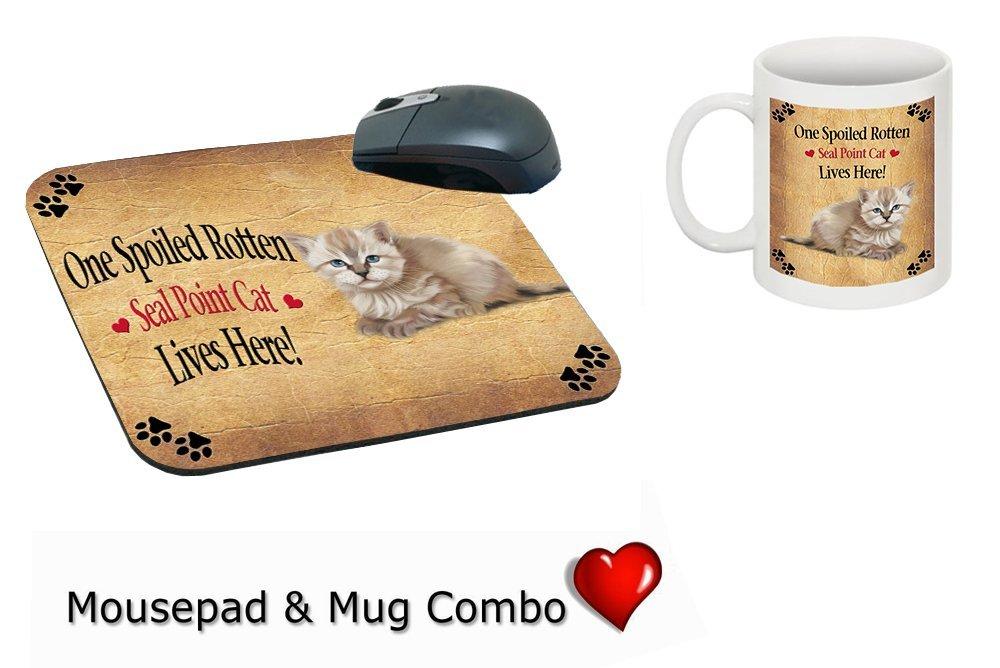 Seal Point Kitten Spoiled Rotten Cat Mug & Mousepad Combo Gift Set