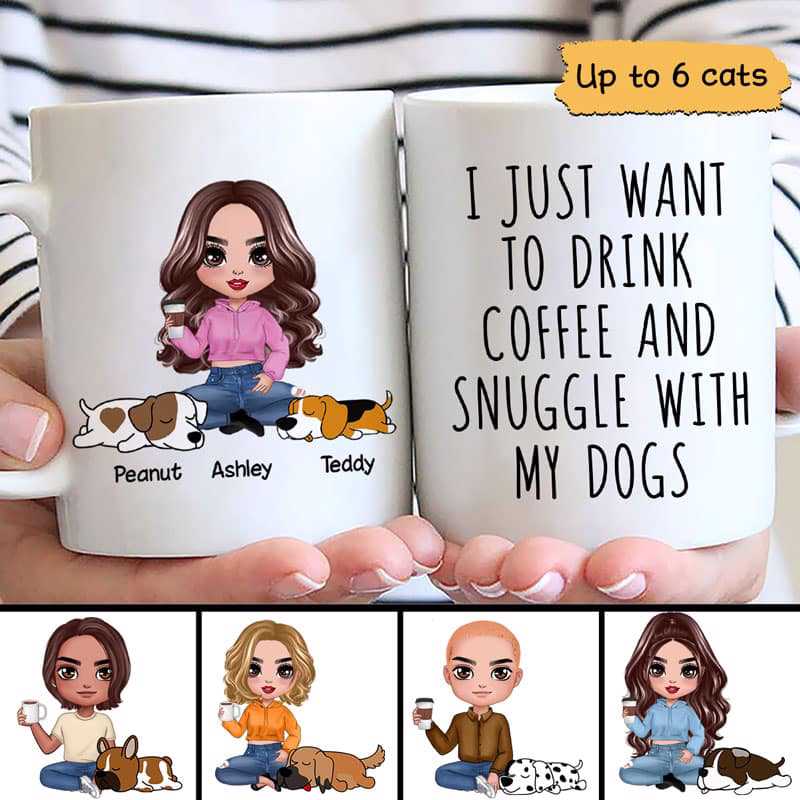 Drink Coffee & Snuggle With Dogs Personalized Coffee Mug