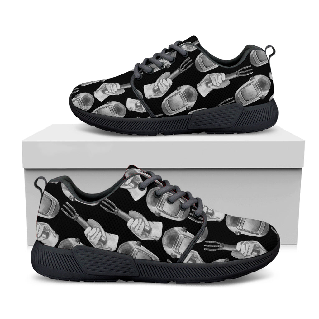 Watercolor Welder Pattern Print Black Athletic Shoes