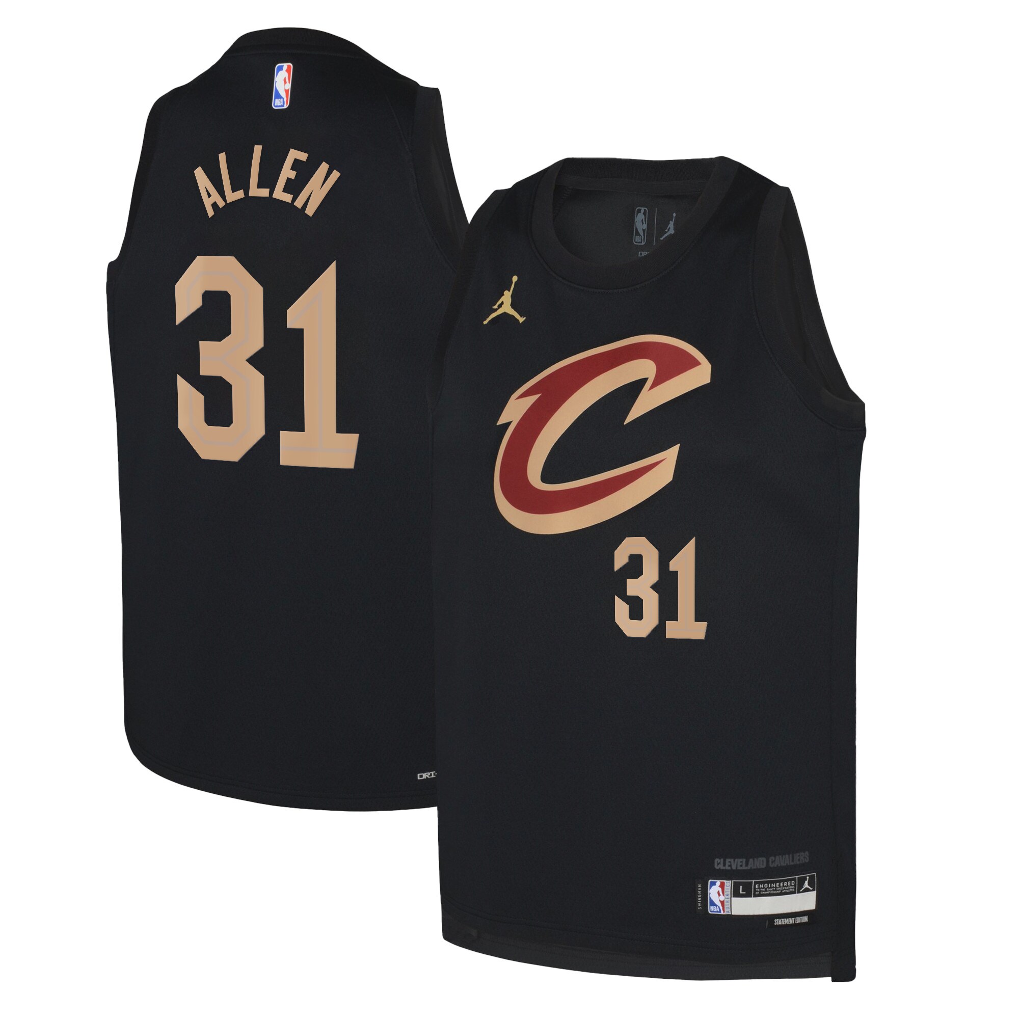 Cleveland Cavaliers Jordan Statement Edition Swingman Jersey 22 – Black – Jarrett Allen – Youth