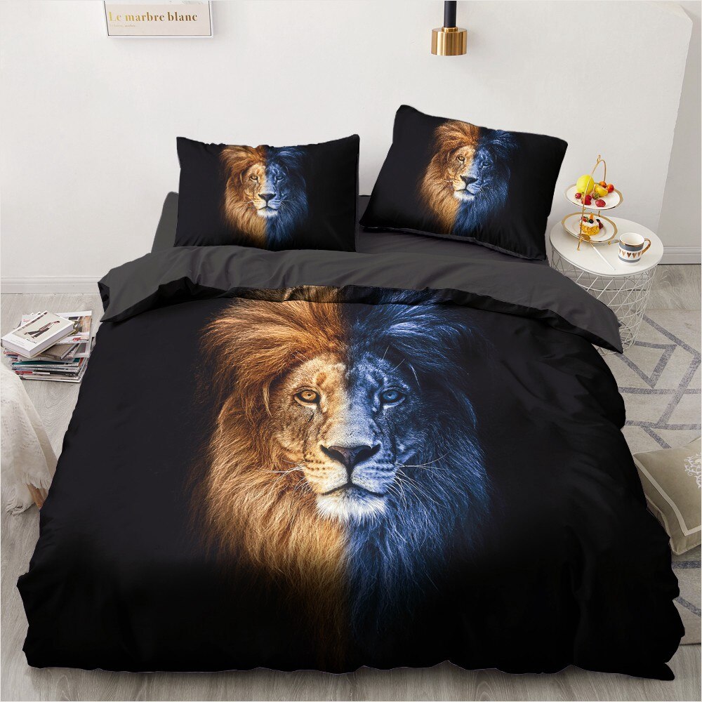 3D Lion Nordic Simple Bedding Set Adult Duvet Cover Sets Bedclothes Bed Linen Single Double Queen King Size Covers 240/220