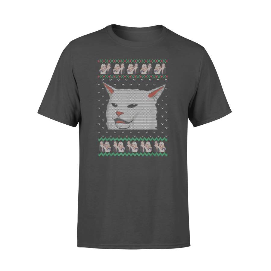 Cat Meme Woman Yelling At Table Dinner Ugly Christmas T Shirt – Standard T-shirt