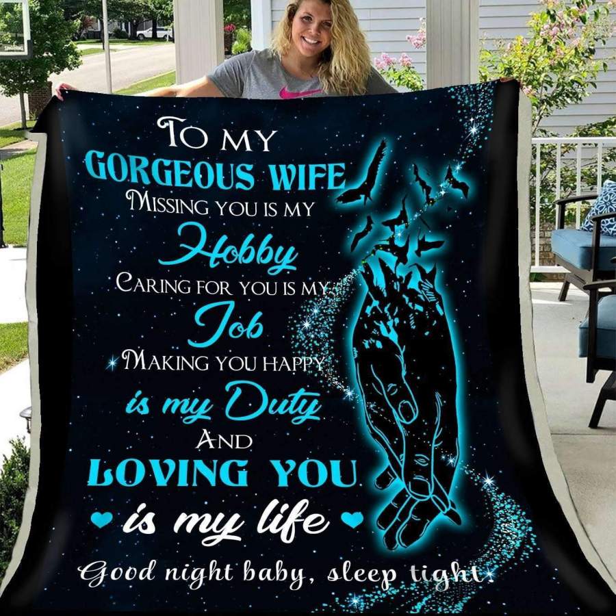 Loving You Is My Life Blue Blanket
 Giving Wife