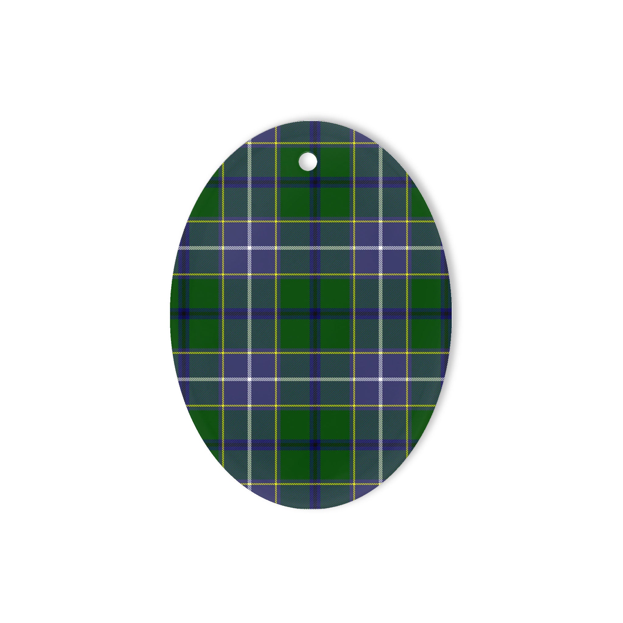 Wishart Hunting Tartan Oval Ornaments, Christmas Tree Ornament, Plaid Christmas Ornaments, Ceramic Oval Christmas Tree Decoration