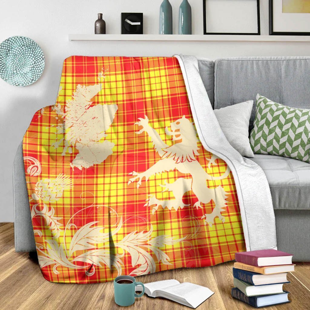 Tartan Blanket Macmillan Clan Tartan Scotland Lion Thistle Map Plaid Blanket