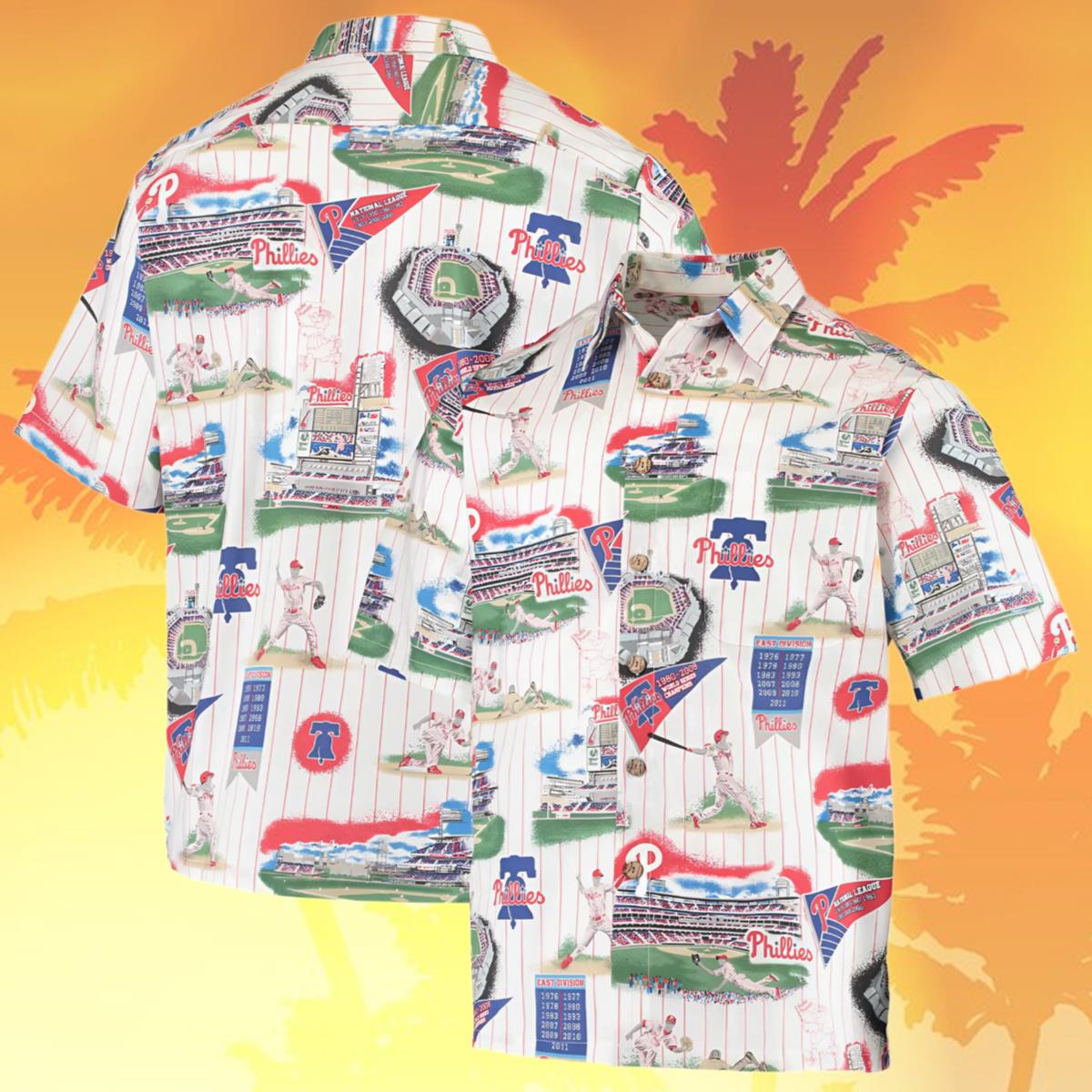 Reyn Spooner White Red Scenic Hawaiian Phillies Shirt