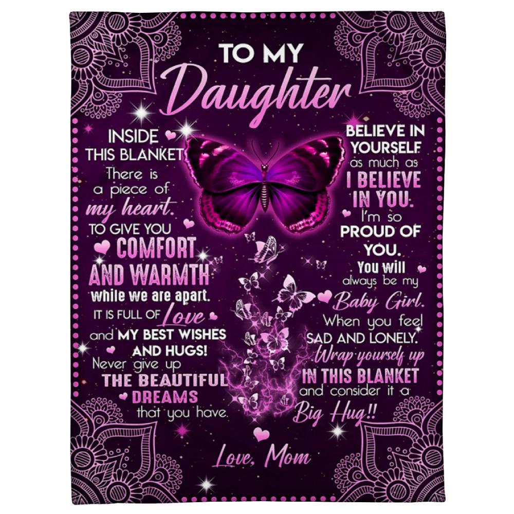 To My Daughter Baby Girl Pround Of You Fleece Blanket Family Gift Home Decor Bedding Couch Sofa Soft And Comfy Cozy