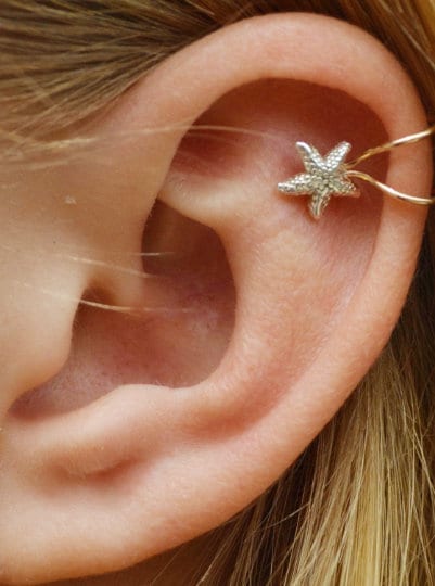 Starfish Ear Cuff • Ear Cuff • Cartilage Ear Cuff •Sea Star Jewelry • Ear Cuffs • Gold Ear Cuff -Starfish Jewelry -Ear Wrap –