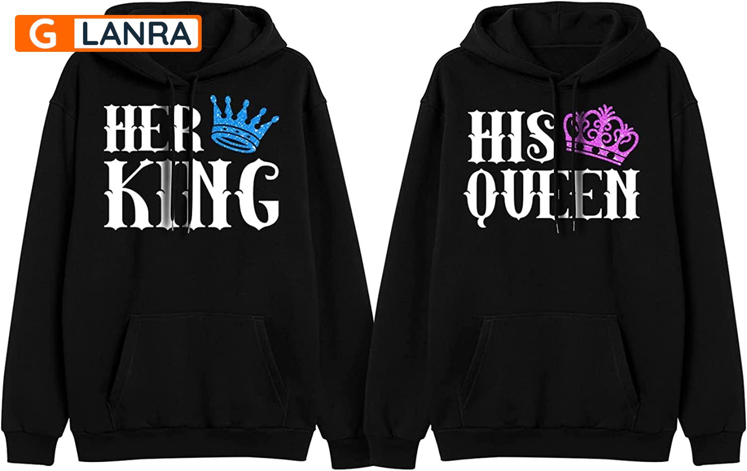 Her King His Queen Hoodie, Crown Couple Hoodie, Matching Couple Hoodie, Husband Wife Hoodie, Unisex Sweater, Sweatshirt