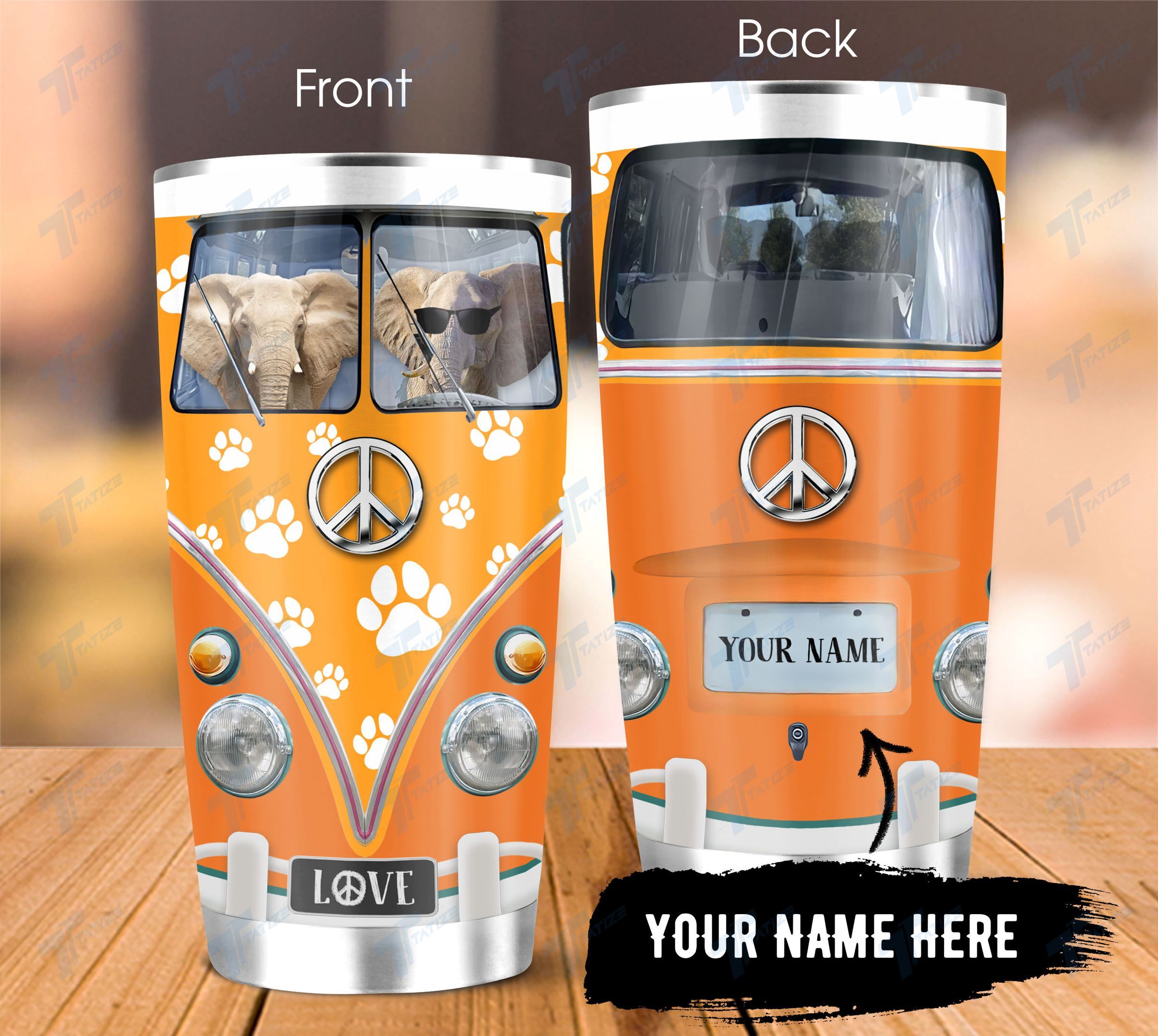 Hippie vans dog custom elephant 20Oz, 30Oz Stainless Steel Tumbler