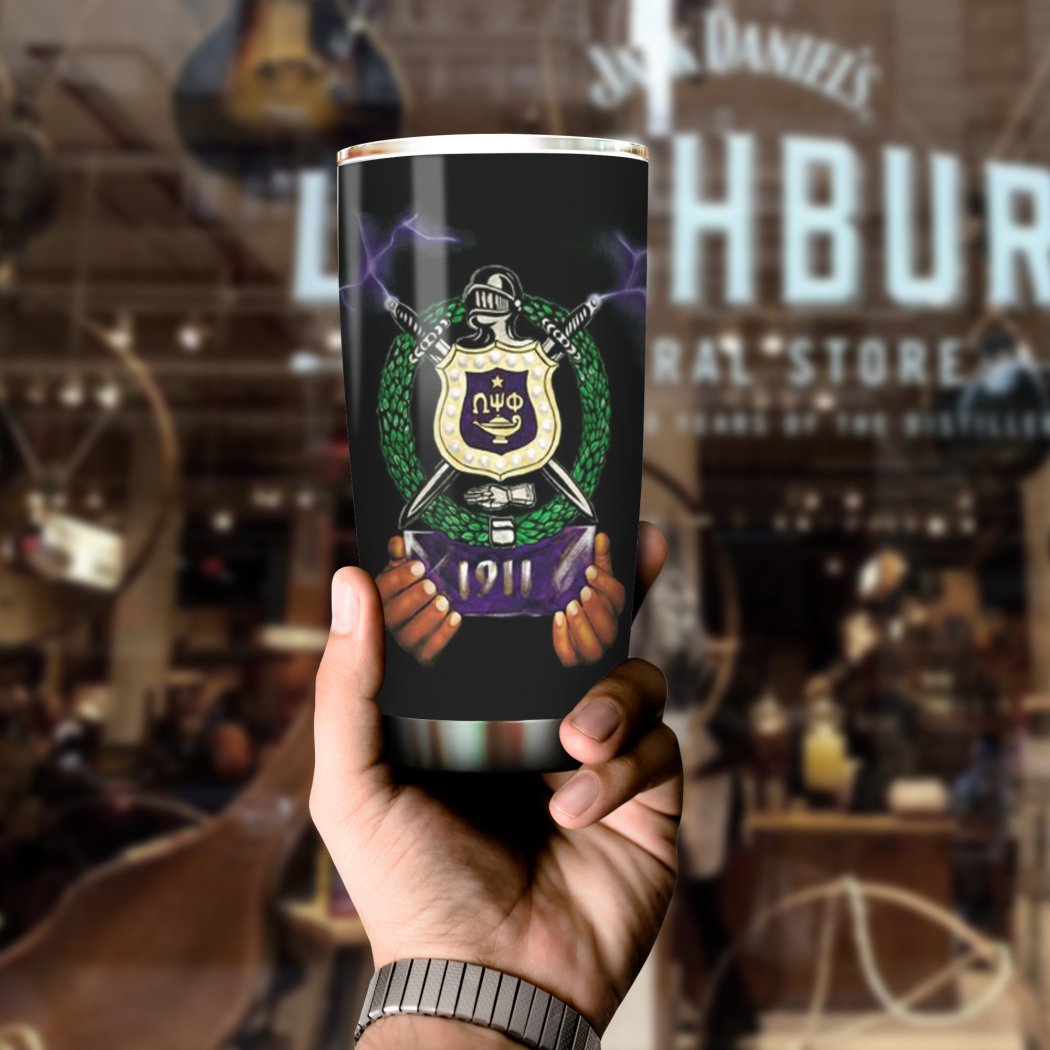 Omega Psi Phi Lighting All Over Print Tumbler