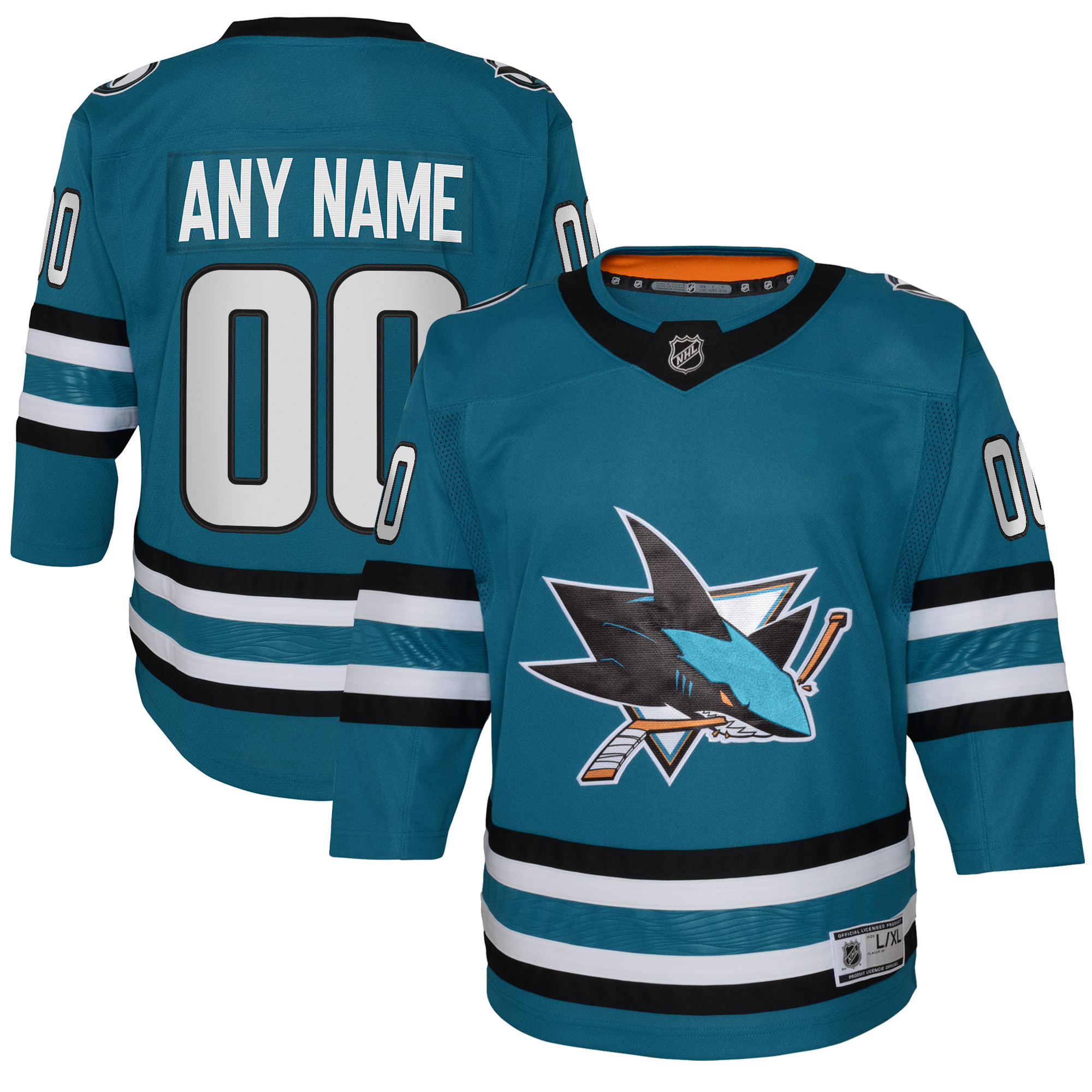 San Jose Sharks Youth Premier Custom Jersey – Teal