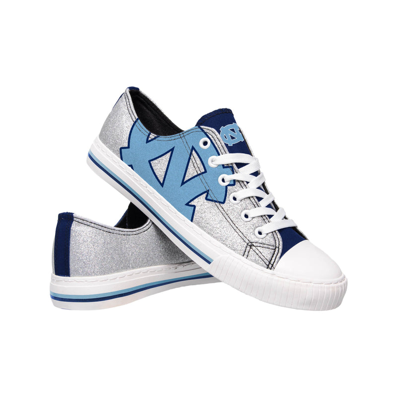 North Carolina Tar Heels NCAA Womens Glitter Low Top Canvas Shoes