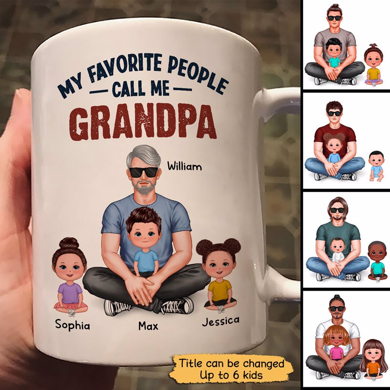 Favorite People Call Me Grandpa Real Man Sitting Personalized Mug