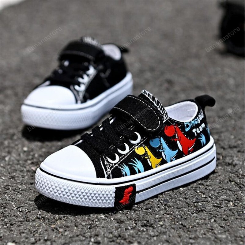 Children Canvas Shoes Boys Dinosaur Sneakers Breathable Casual Shoes 2021 Girls New Kids Tennis Shoes For Fashion Shallow Mouth