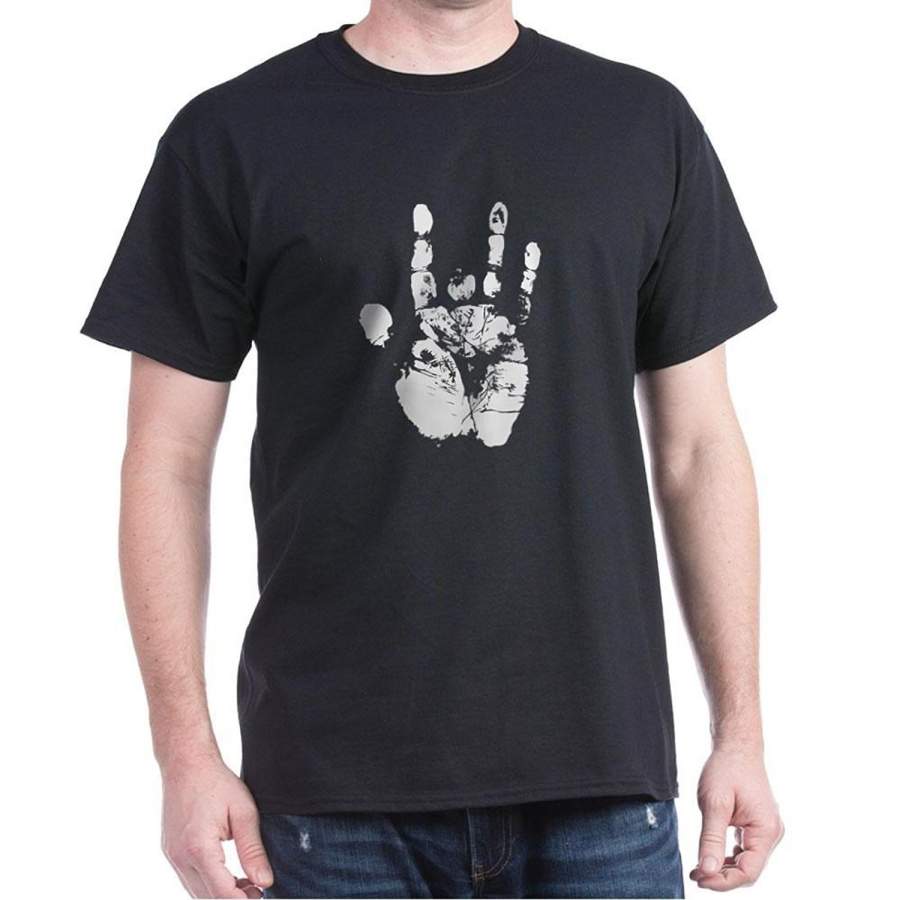 White Handprint T-Shirt – Men Cotton T-Shirt Short Sleeve T-Shirt