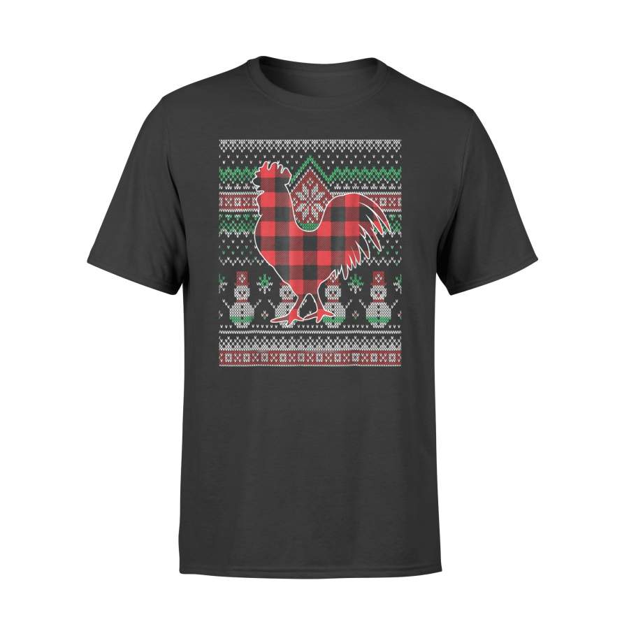 Chicken Red Plaid Ugly Christmas Sweater Funny Holiday Shirt – Standard T-shirt