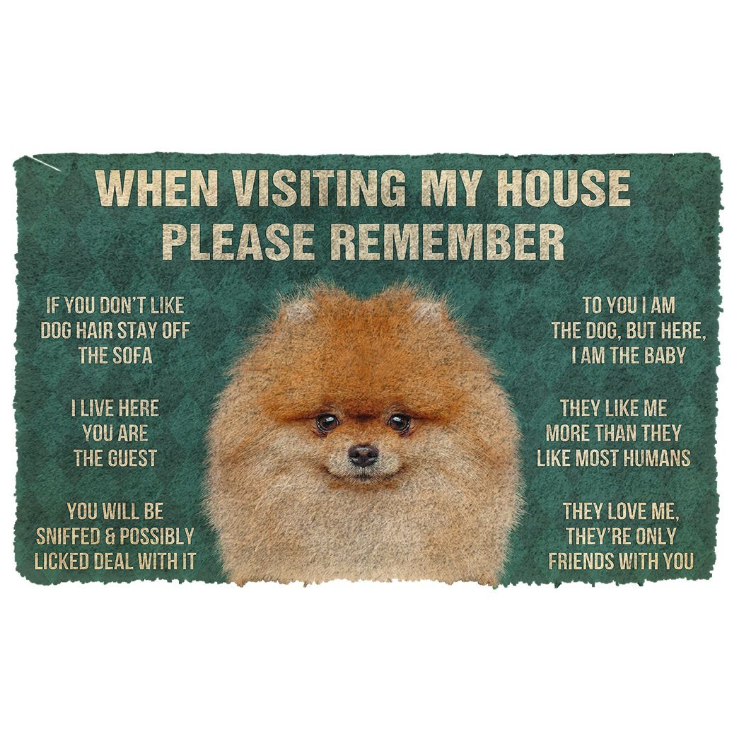 Gearhumans  GearHuman 3D Please Remember Pomeranian Dogs House Rules Doormat