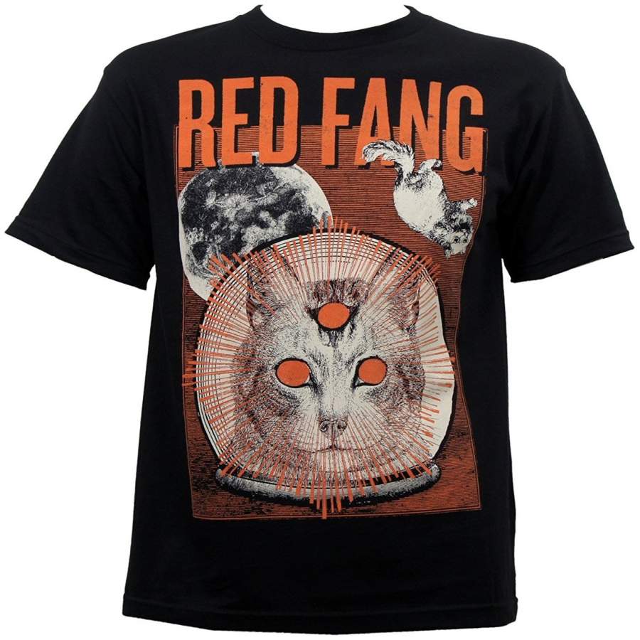 Red Fang Men’S Space Cat T-Shirt Black Men Summer Cotton Digital Print Clothing