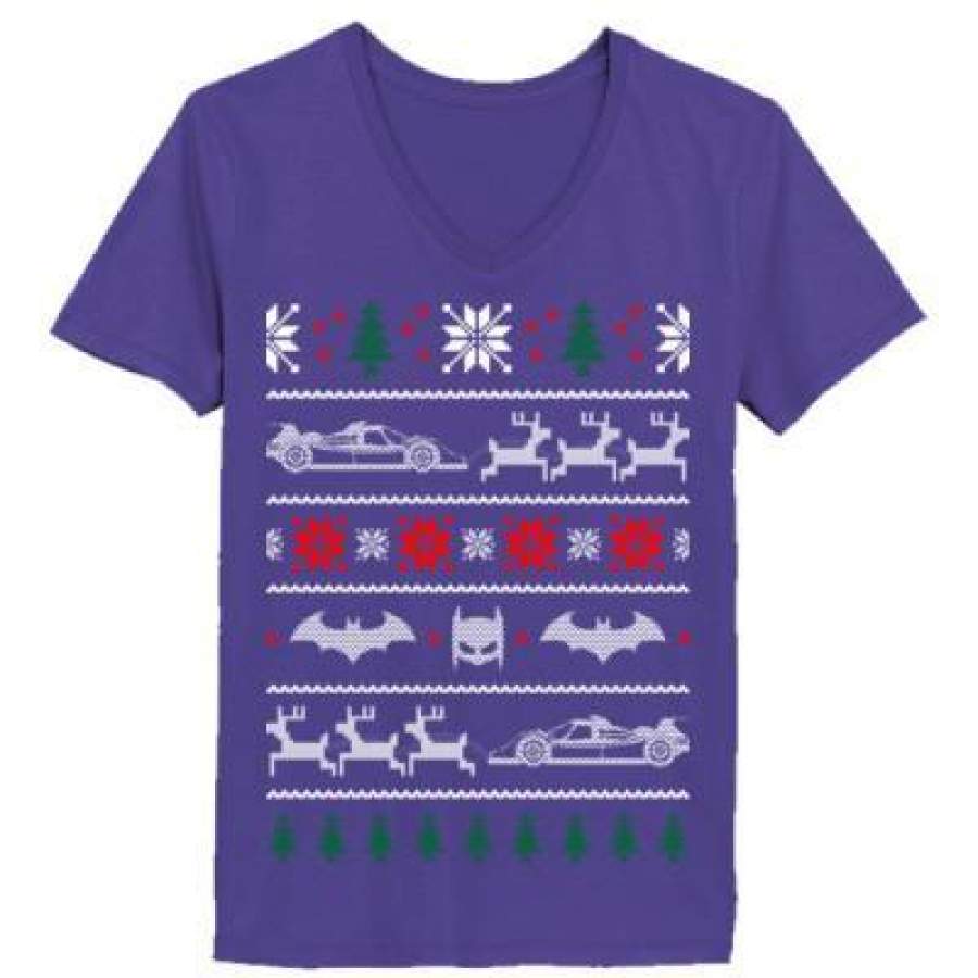 AGR Batman Ugly Christmas Sweater Xmas – Ladies’ V-Neck T-Shirt