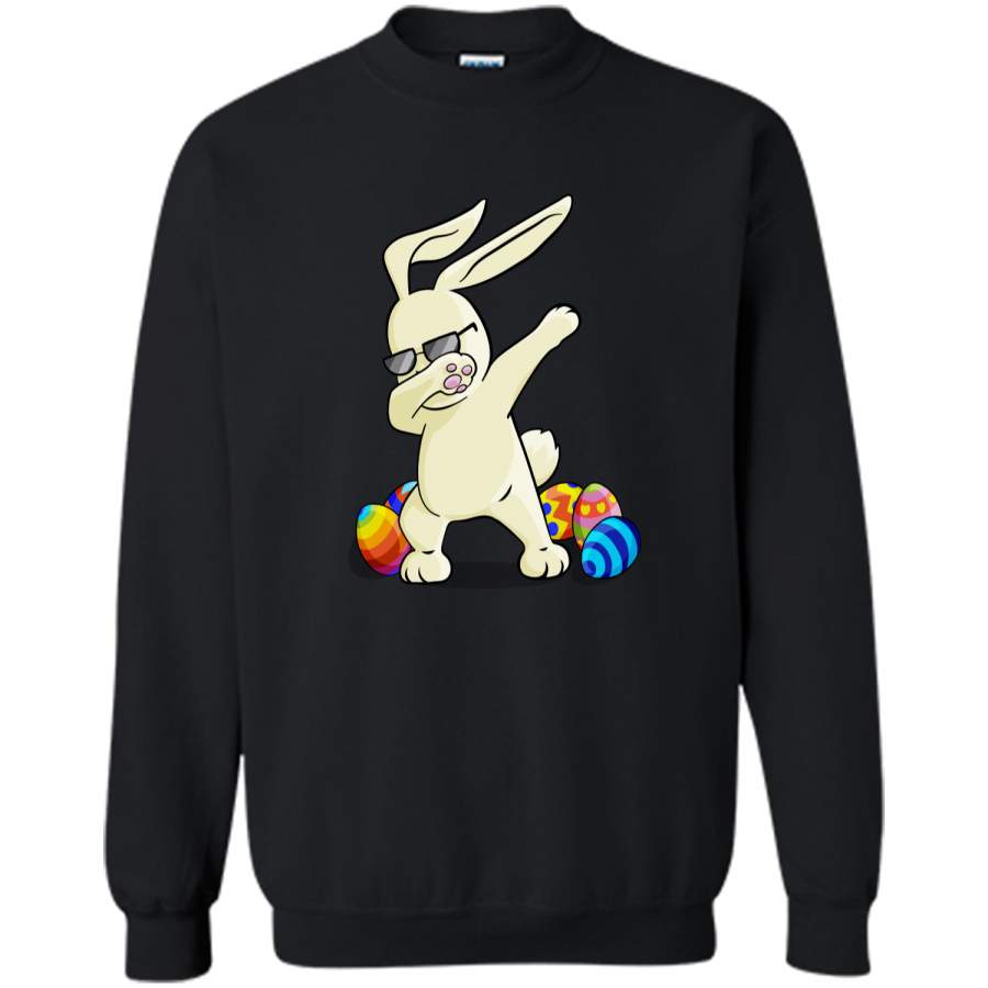 Dabbing Easter Bunny T-Shirt Bunny Happy Easter Shirt Printed Crewneck Pullover Sweatshirt 8 oz