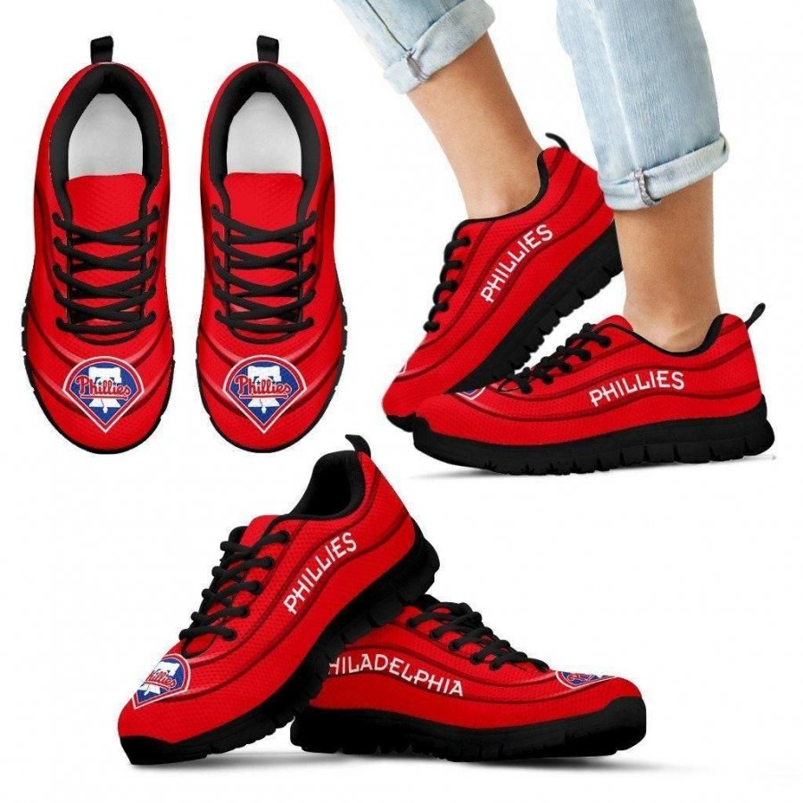 Wave Red Floating Pattern Philadelphia Phillies Sneakers #112