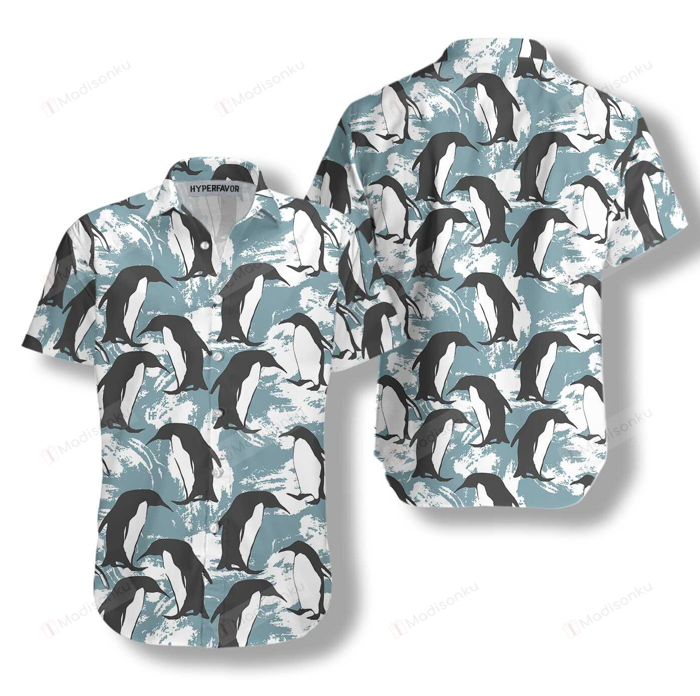 Penguin Seamless Pattern Hawaiian Shirt