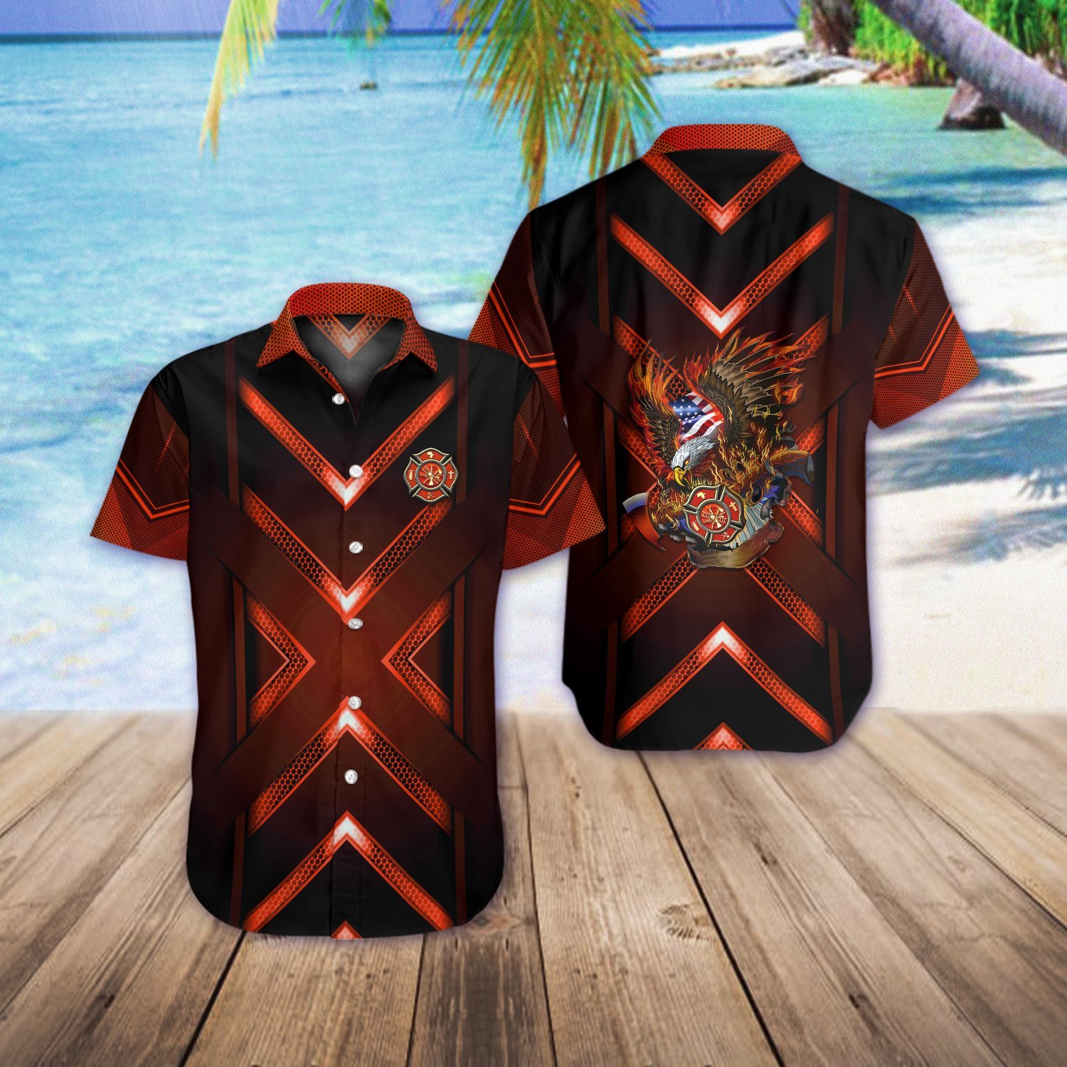 Back The Red Eagle Hawaiian Shirt Ha69842