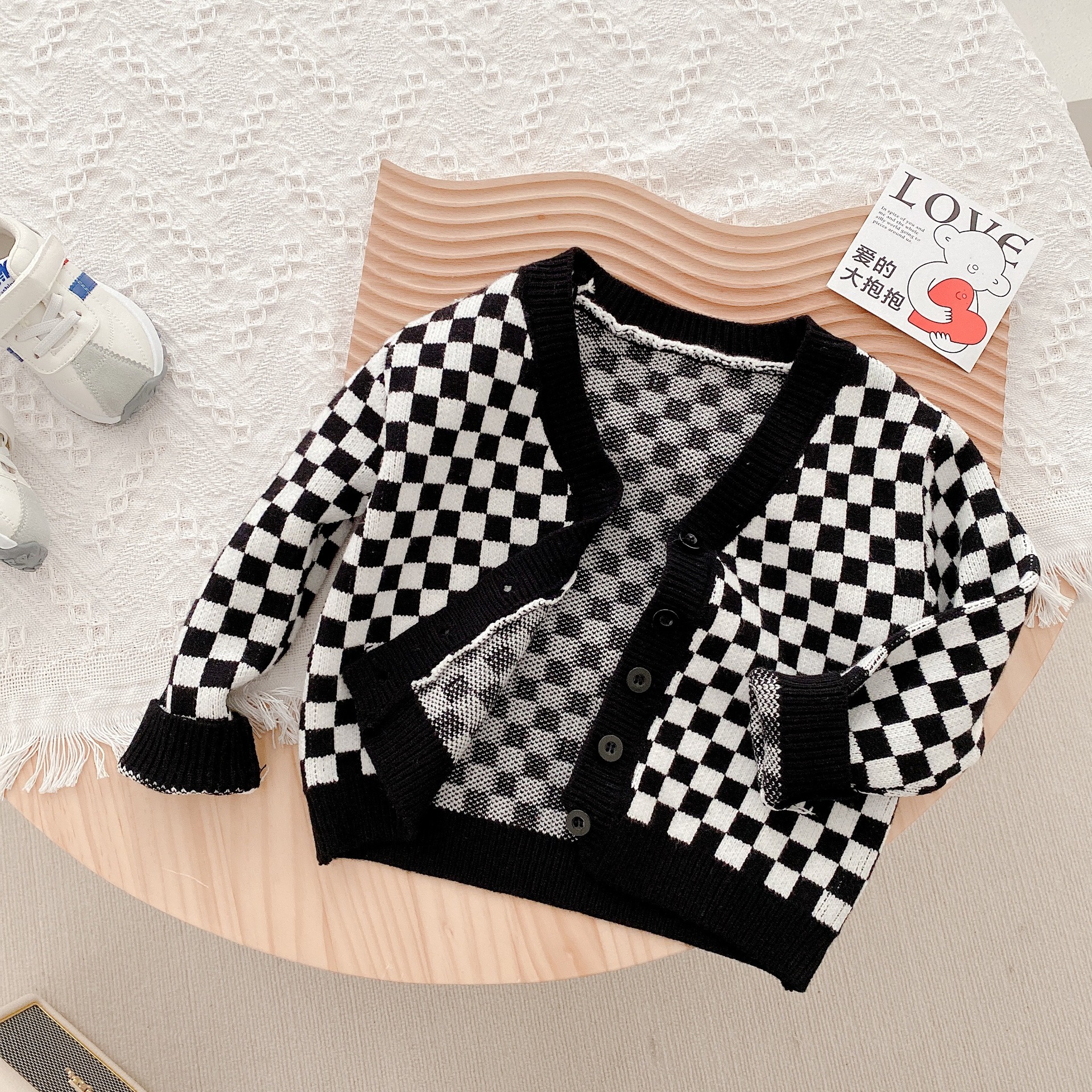 2022 Spring Autumn Girls Boys Casual Sweaters Baby Kids Children Knitting Cardigan Two Colors alx