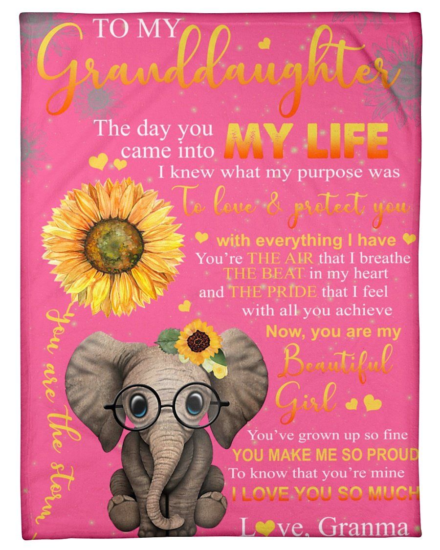 Granna Gift For Granddaughter Elephant Wear Glass You Make My So Proud Fleece Blanket