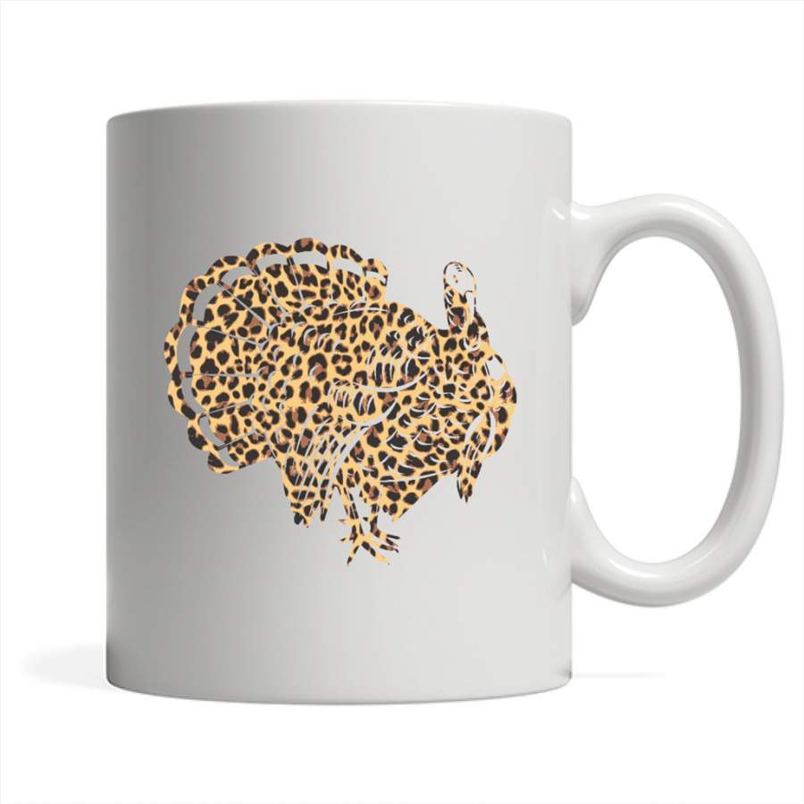 Turkey And Leopard Skin – Full-Wrap Coffee White Mug