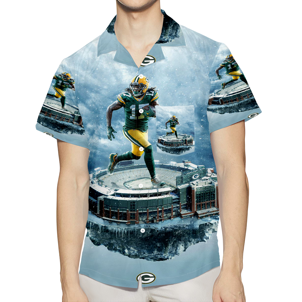 Green Bay Packers Davante Adams No17 V4 3D All Over Print Summer Beach Hawaiian Shirt With Pocket