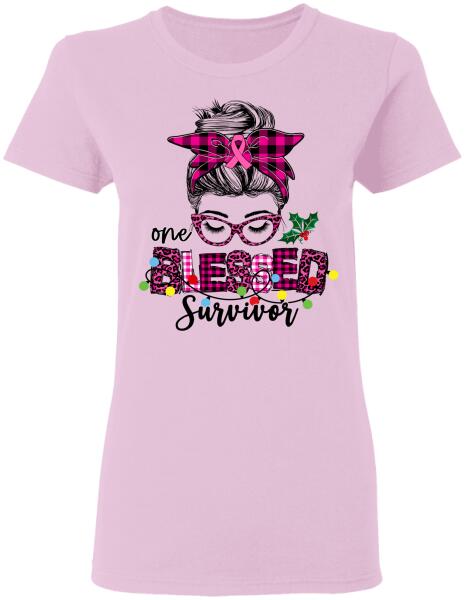 One Blessed Survivor Personalized Shirt Breast Cancer Awareness Sh-01075-Ctha