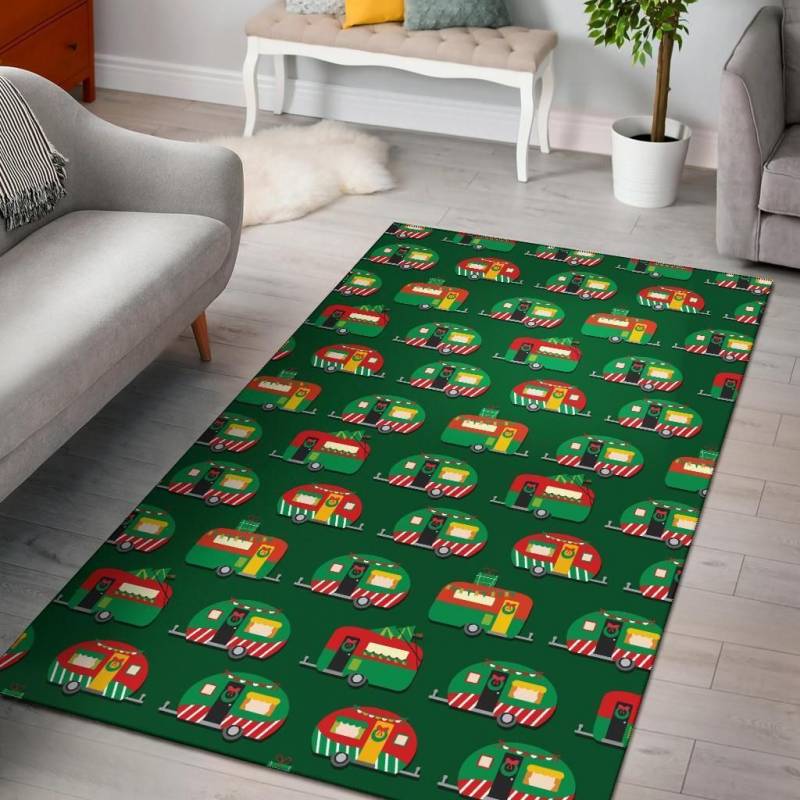 Camper Camping Christmas Rug