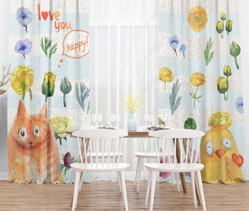 3D Cartoon Animal Floral Curtains And Drapes Lqh 20