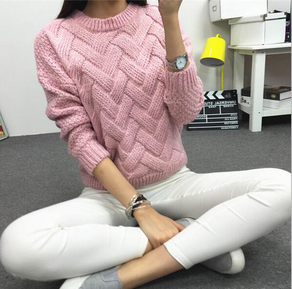 Women Pullover Female Casual Sweater Plaid O-neck Long Sleeve Mohair Sweater Autumn and Winter Style Cropped Sweater Fall Women alx