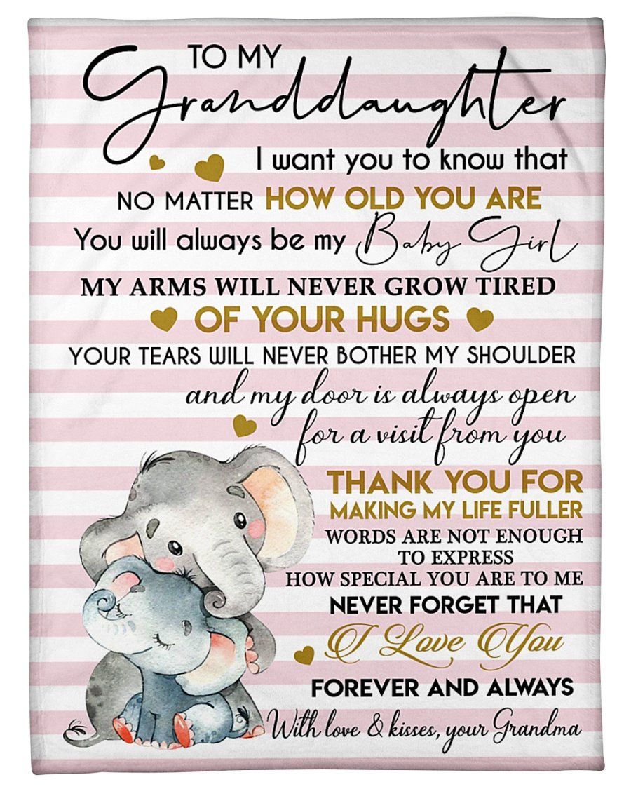 Grandma Gift For Granddaughter Thank You For Making My Life Fuller Elephant Fleece Blanket