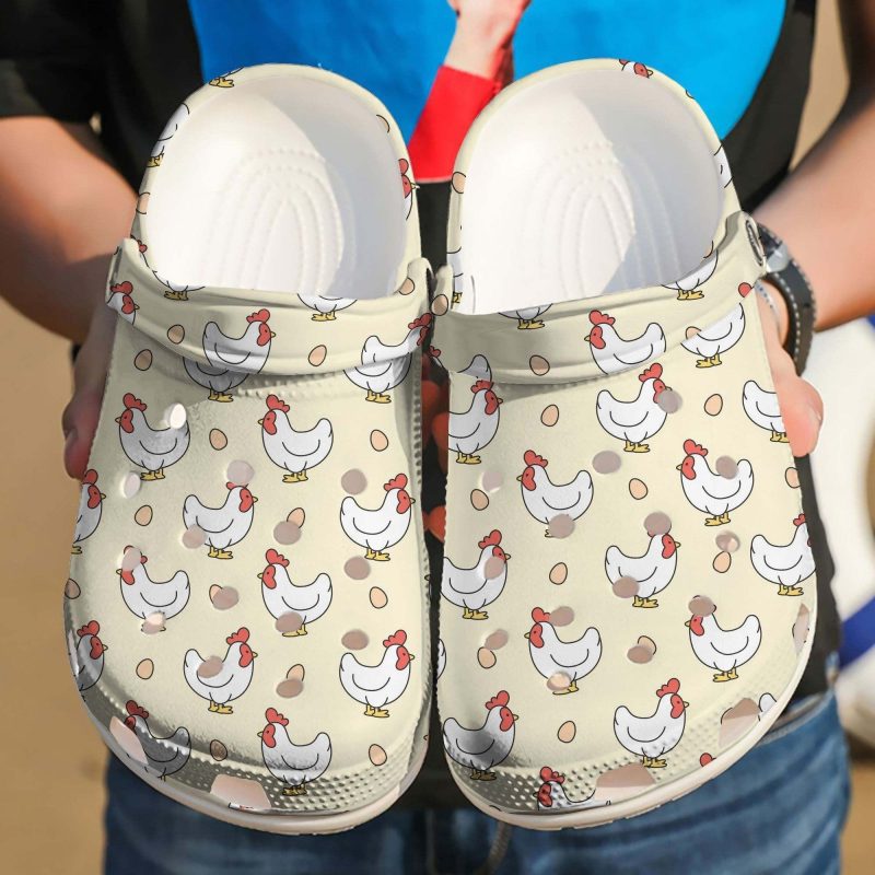 Chickens And Eggs Croc Shoes – Cartoon Chicken Crocbland Clog Gifts For Mom Daughter Niece