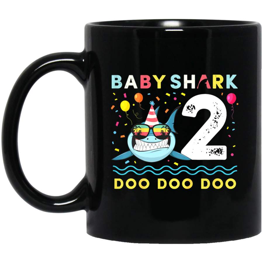 Baby Shark Toddler 2nd birthday 2 Year Old Boy or Girl Mug Black Mug