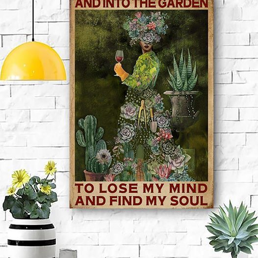 Vintage Succulent Girl And Into The Place I Go To The Garden My Mind And Find My Soul Home Living Room Wall Decor Vertical Poster Canvas Y97