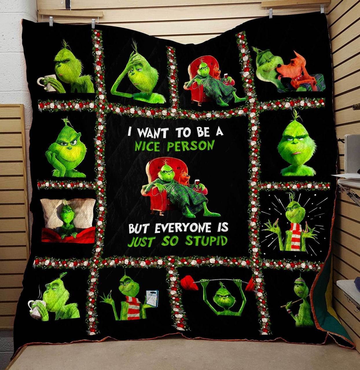 3D Grinch Blanket Quilt