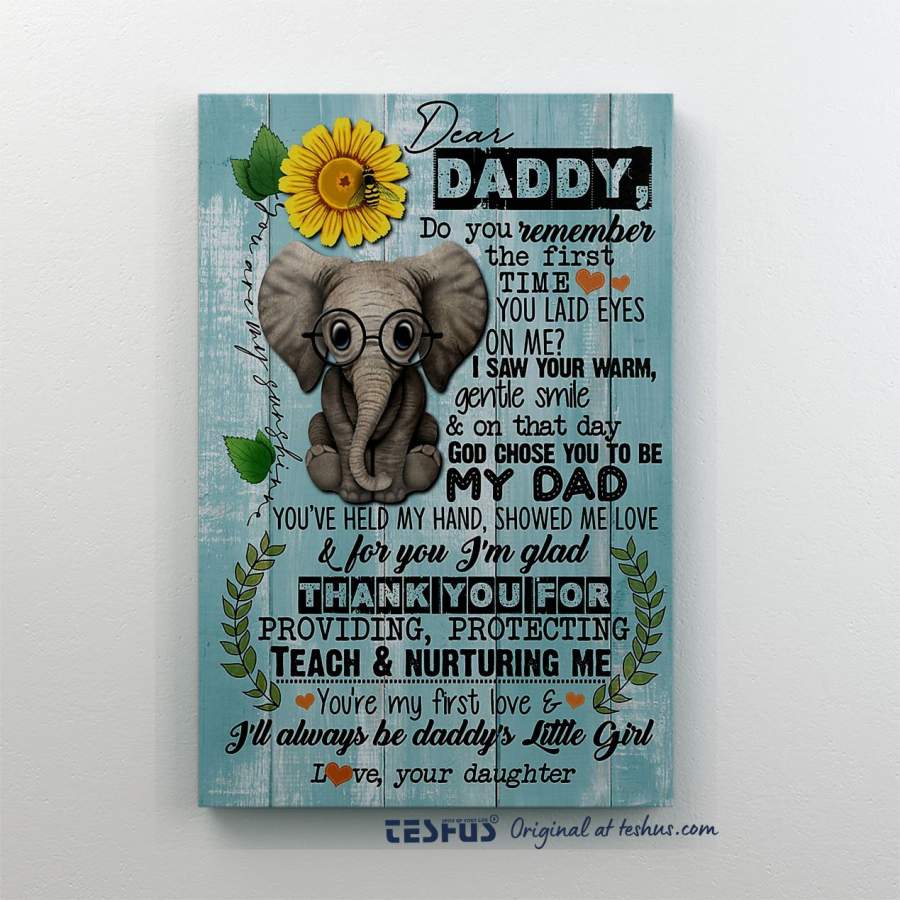 Personalised Canvas Prints Dear Daddy – Elephant Poster – Thank You Fathers Day Gifts Family Canvas Dad Canvas Framed Canvas Prints