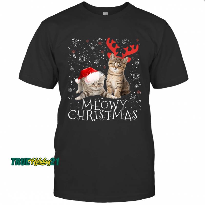 Meowy Christmas Kitten Cat Kitty Xmas Cute Gift T-Shirt