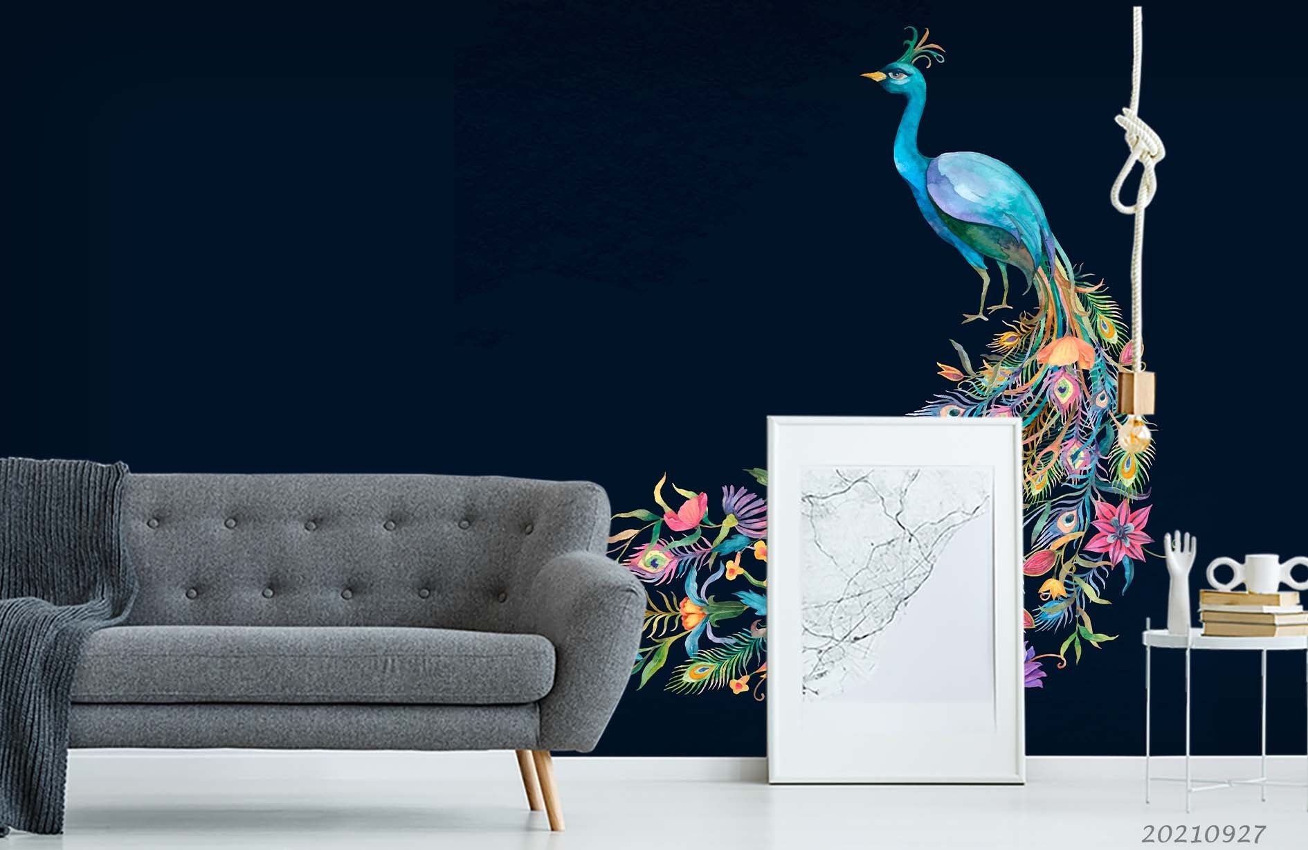 3D Animal Black Peacock Wall Mural Wallpaper Lqh 189