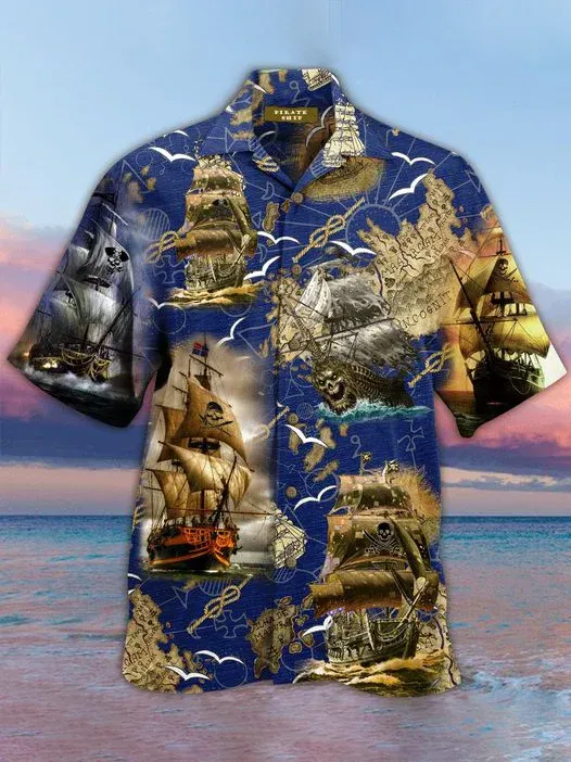 Pirate Boat Hawaii Shirt Unisex Full Size Adult Colorful Ha41499