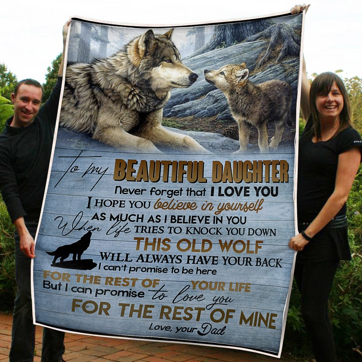 To My Daughter Blanket Wolves In The Wood Always Have Your Back Gift From Dad Fleece Blanket